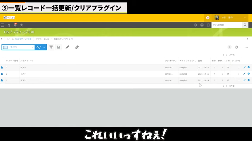 ⑤一覧レコード一括更新/クリアプラグイン