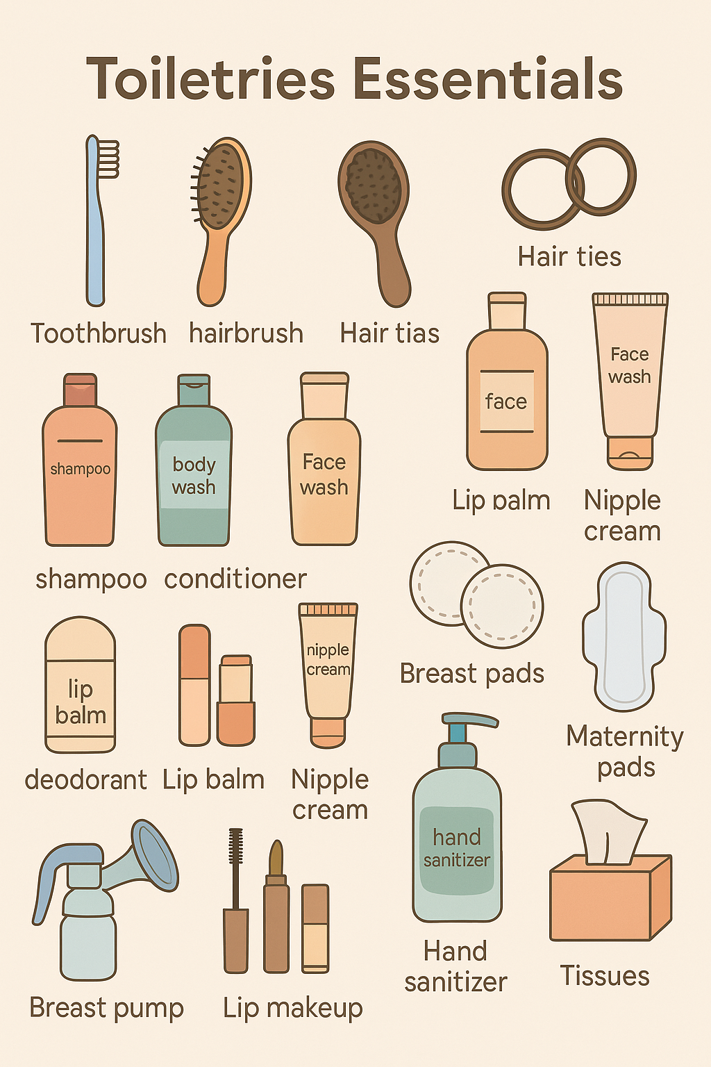 Toiletries Essentials for new mother