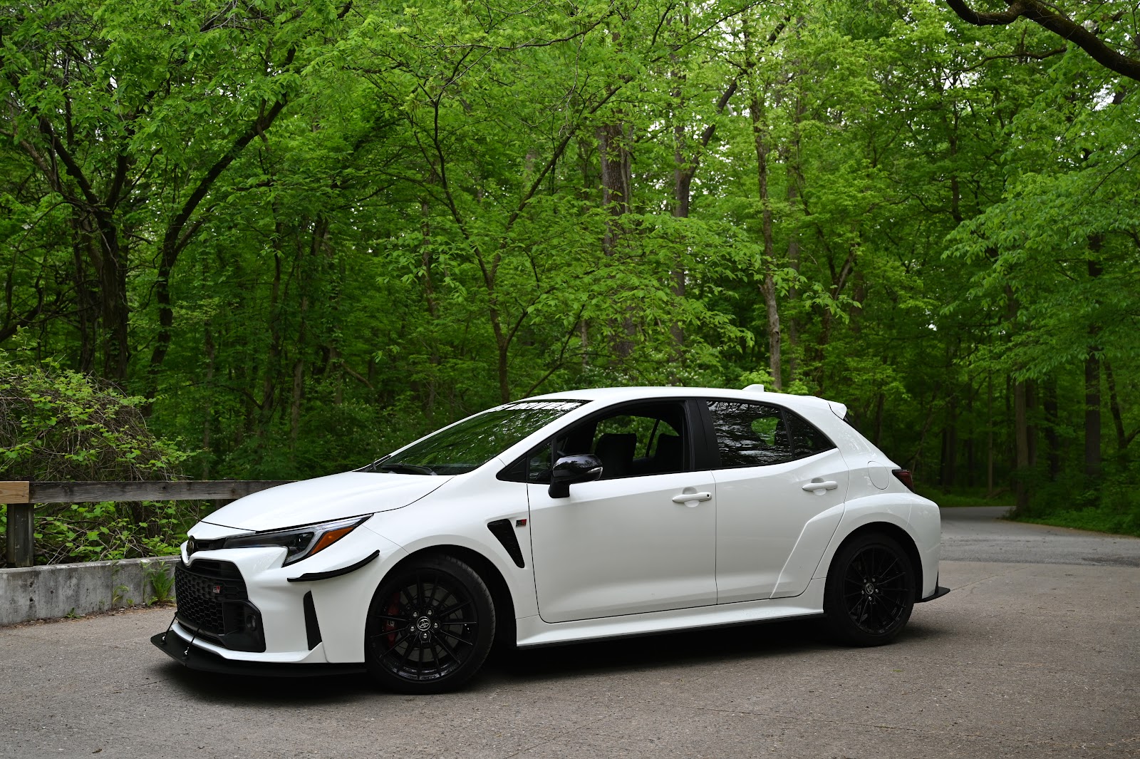 White Toyota GR Corolla with aerodynamic upgrades from Verus Engineering