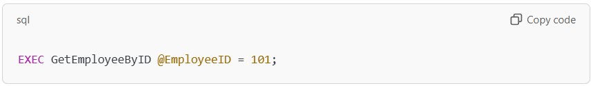 Execute procedure with a single parameter.