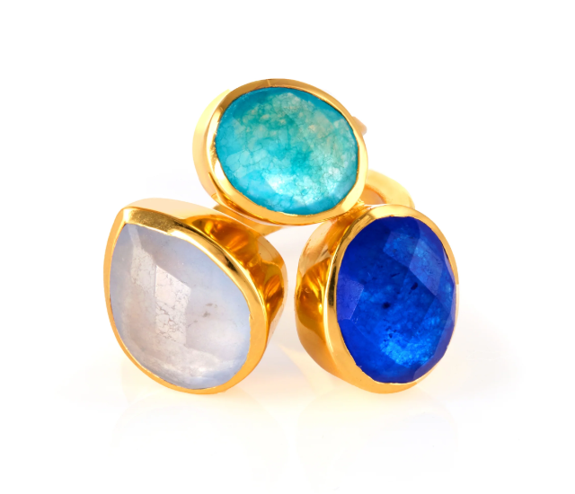 Colorful gemstone rings collection