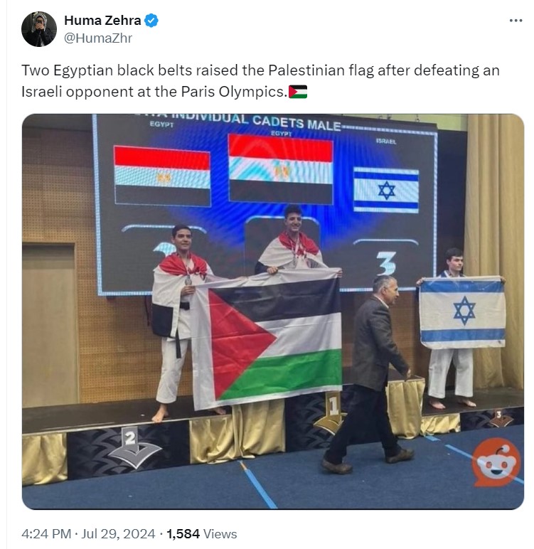 2 EGYPTIAN black belts raise the PALESTINIAN flag after defeating a ZIONIST!