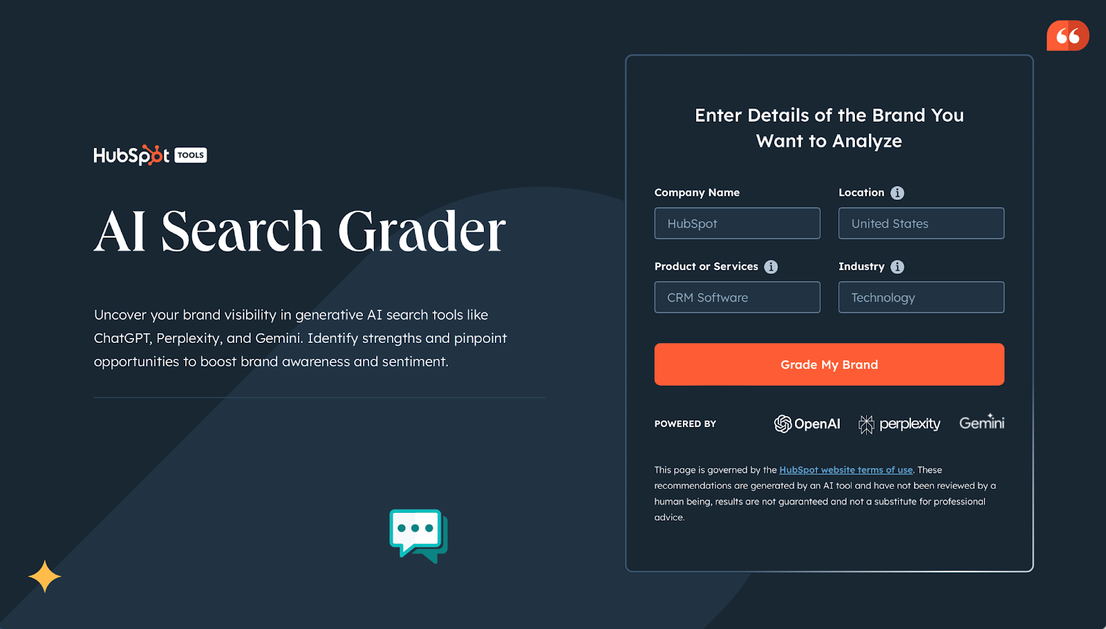 HubSpot AI Search Grader - Top Generative Engine Optimization Tools