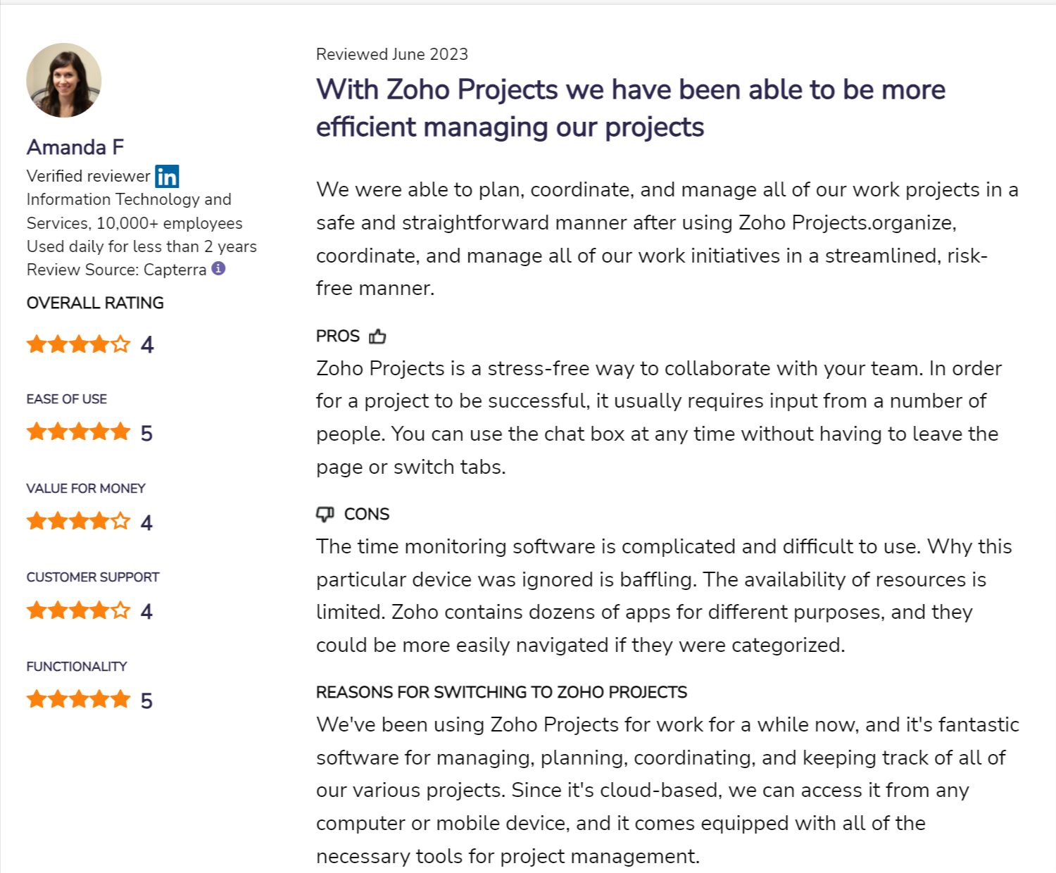 zoho projects review