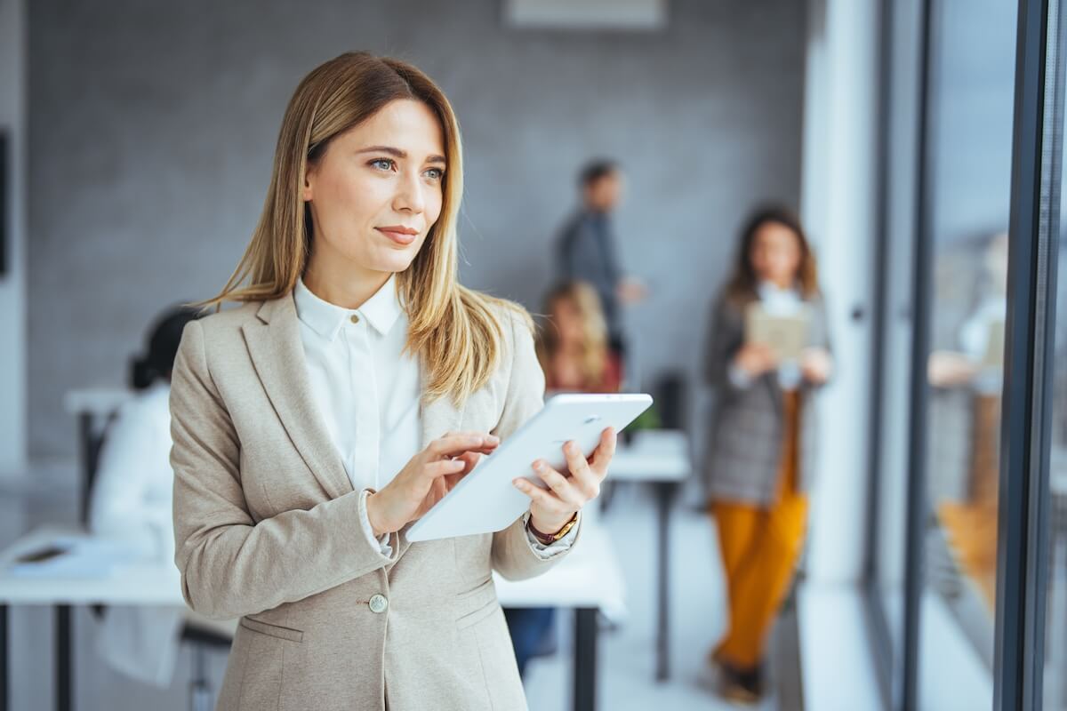 HR manager using a tablet