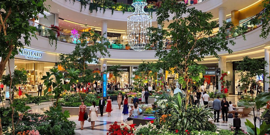 Luxury shopping scene in Thailand's upscale mall.