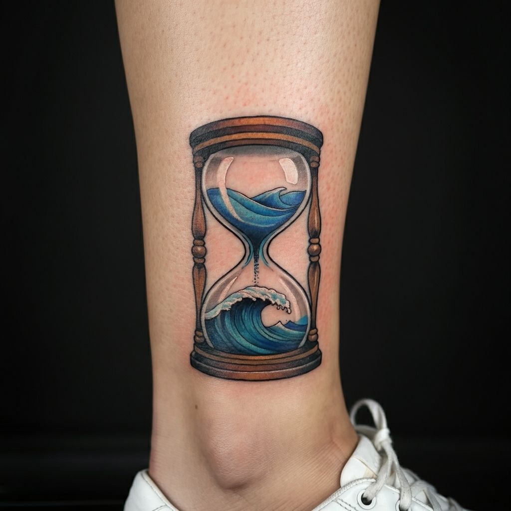 Hourglass with Nature Elements
