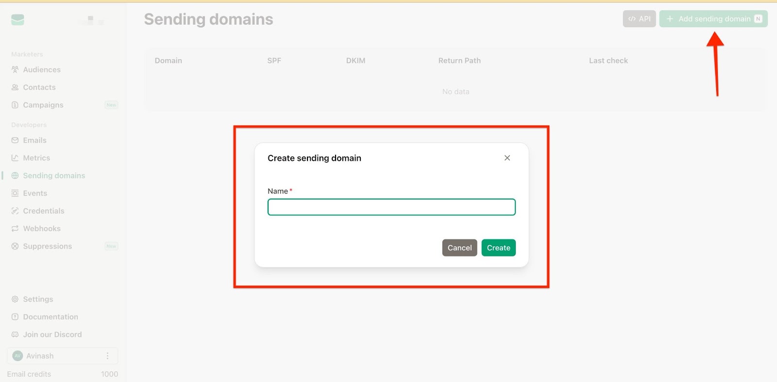 Add Sending Domain 