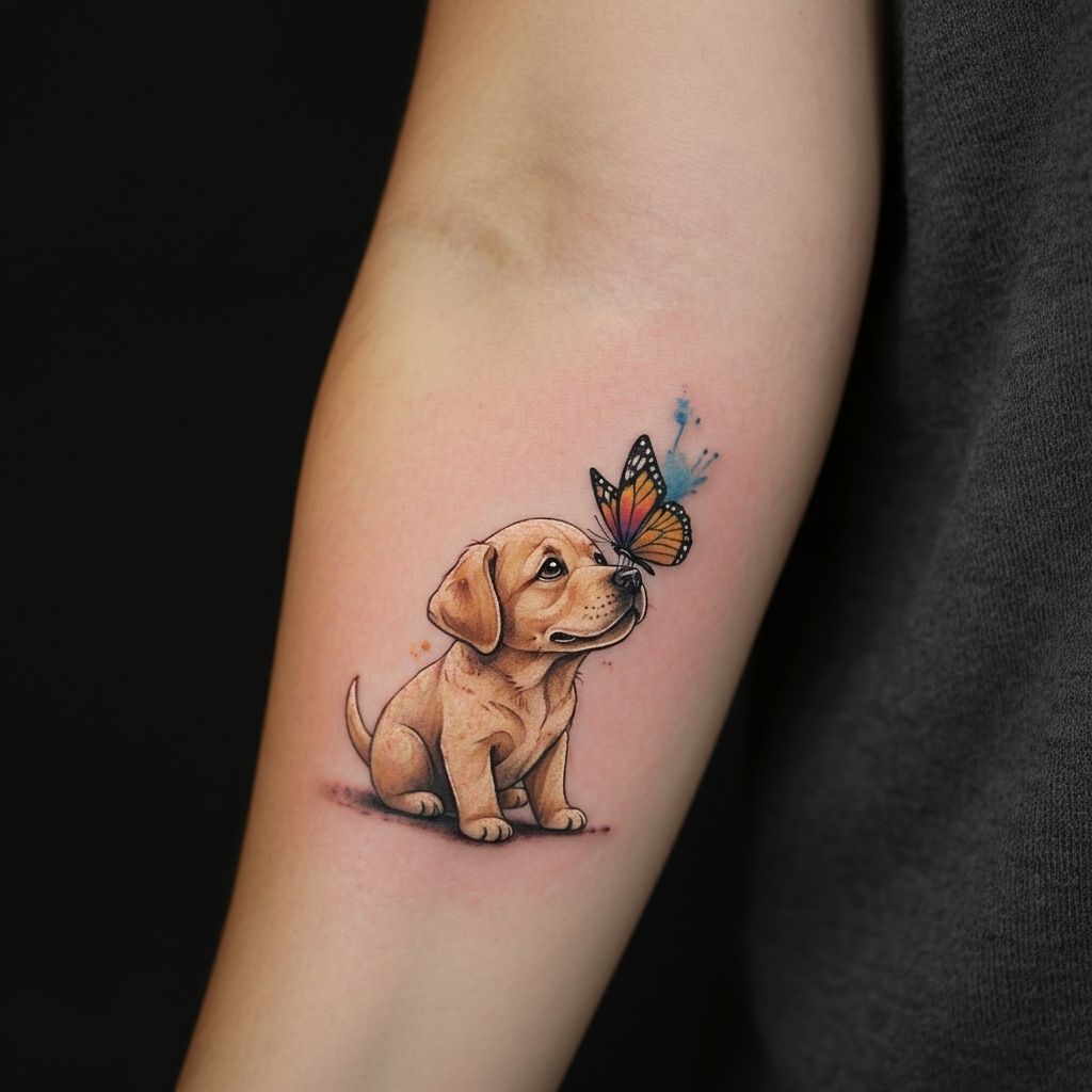 Labrador with a Butterfly Tattoo