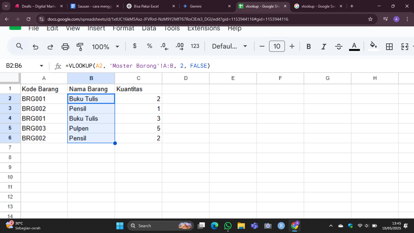 Cara Menggunakan VLOOKUP