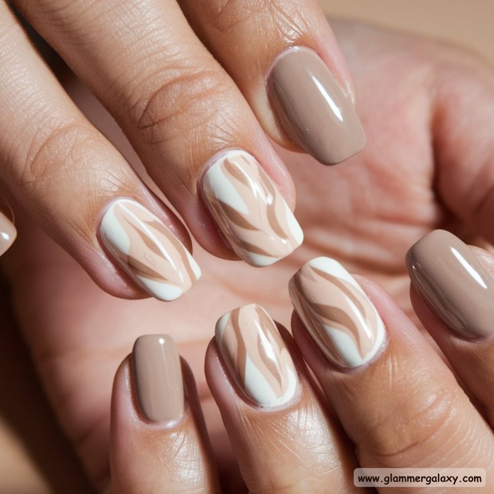 Neutral Winter Nails having Glossy Neutral Glaze
