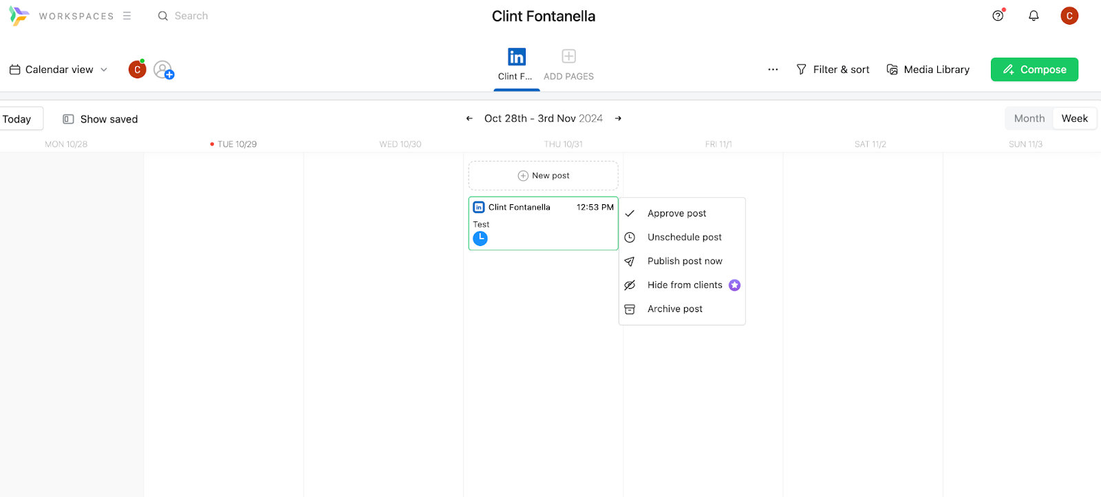 Planable screenshot of social media management tool