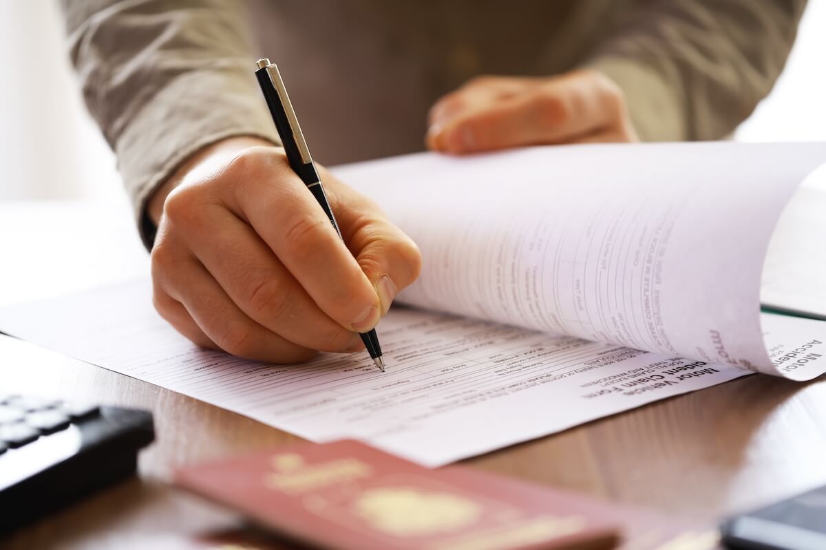 Employee signing a contract