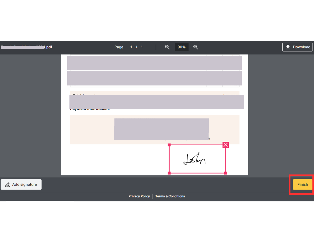 How to sign real estate contracts electronically: After drawing yuor document, position it in the correct place on the document