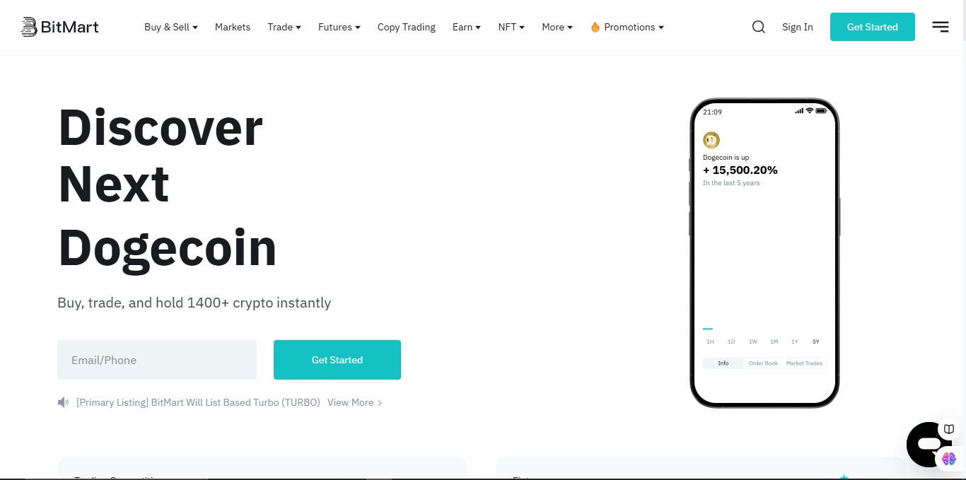 BitMart homepage