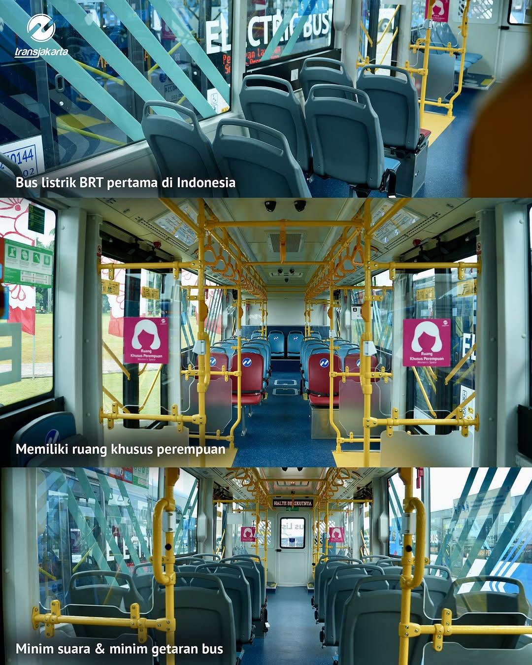 The look inside the electric Transjakarta bus. Source:&nbsp;@pt_transjakarta