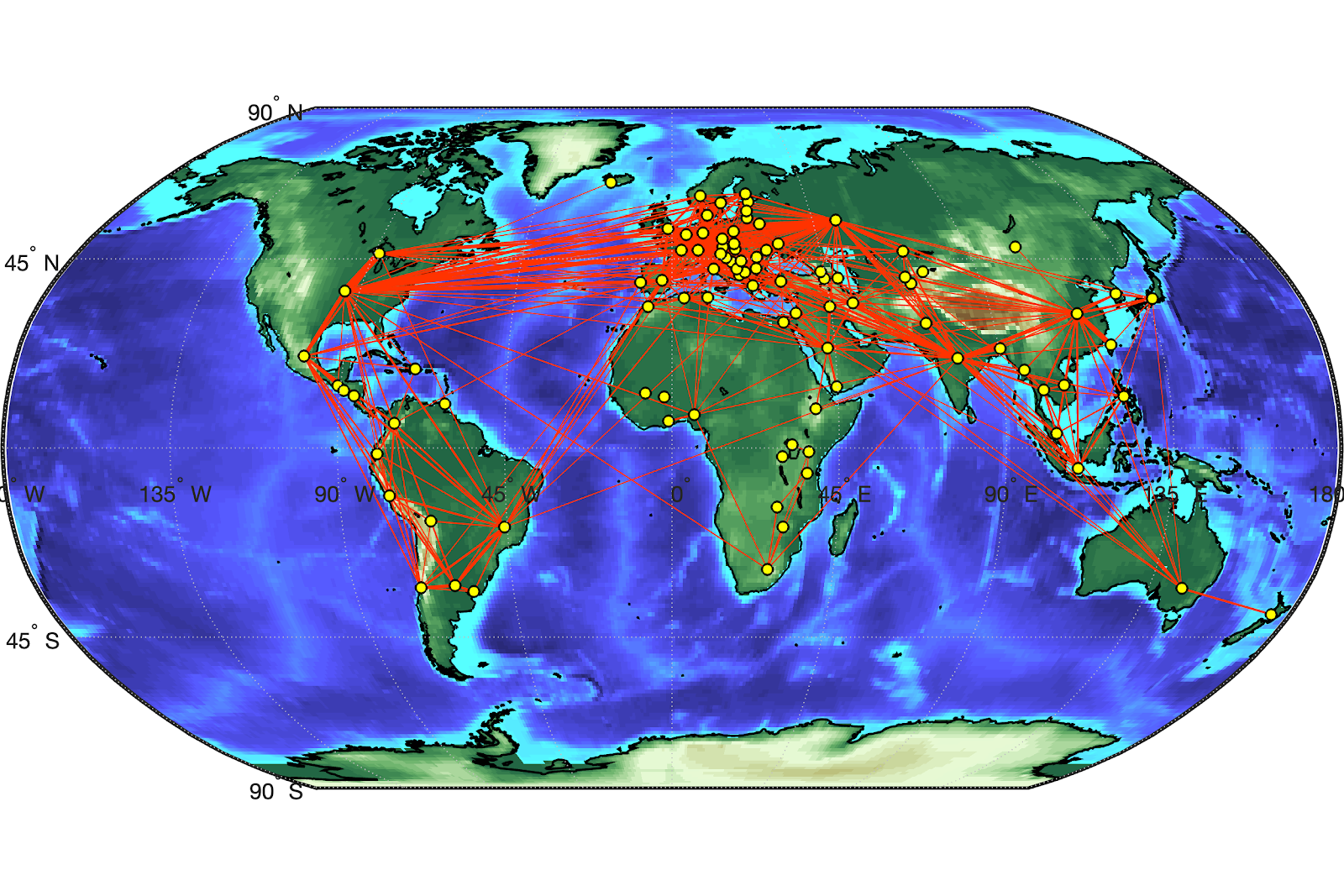 A map of the world with red lines

Description automatically generated