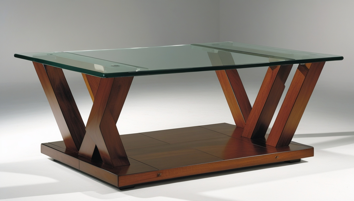 Ashley Glass and Angle Wood Frame Table Living Room 2005