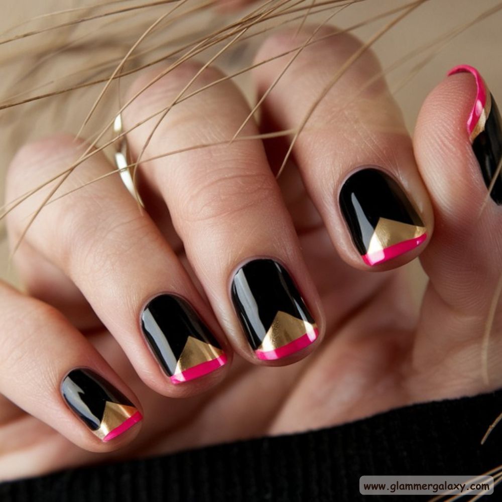 Black Fall Nails having Accent French Tips
