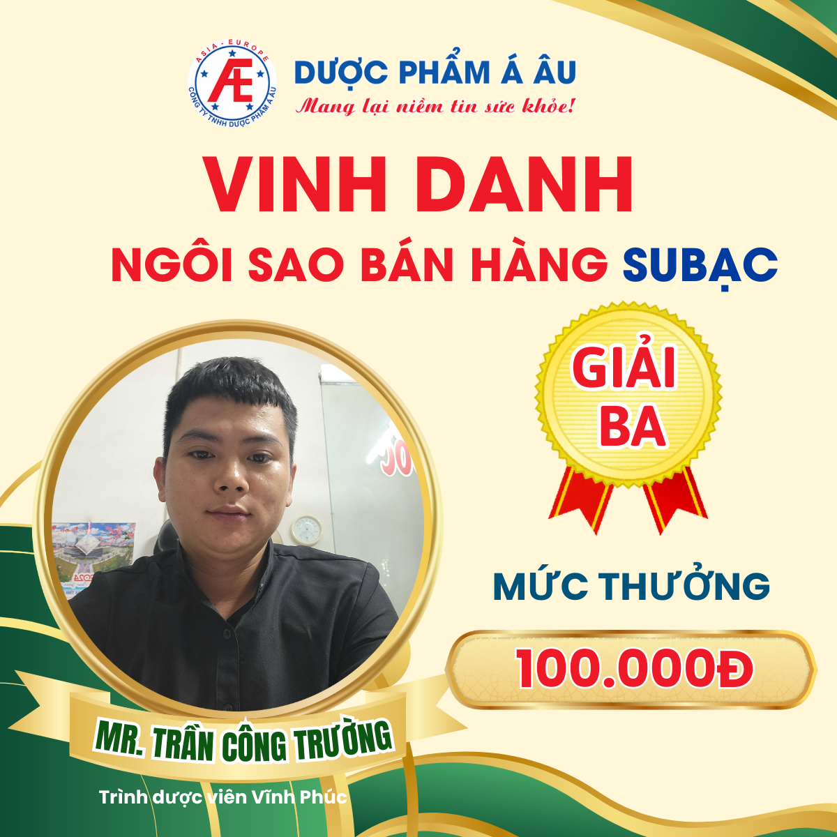 Giải ba: Trần Công Trường - TDV Vĩnh Phúc