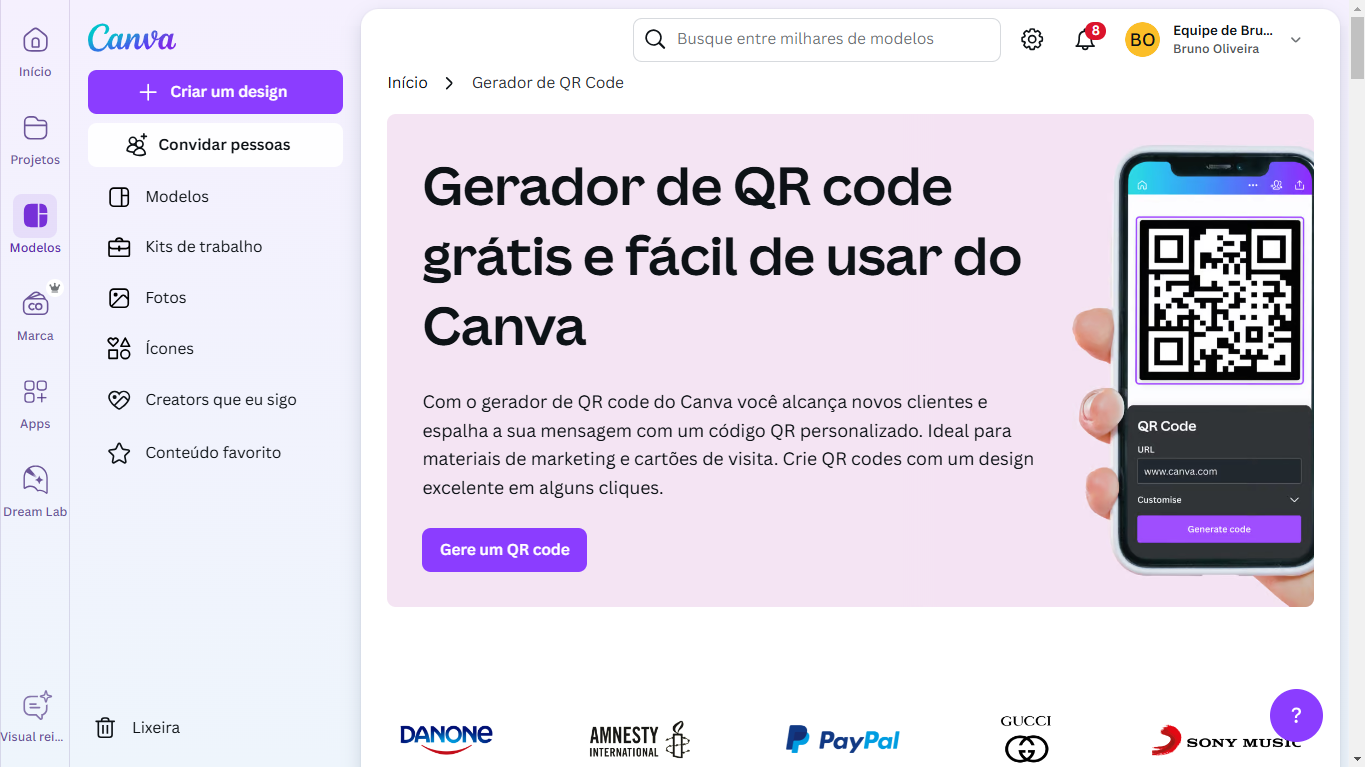 como criar um qr code