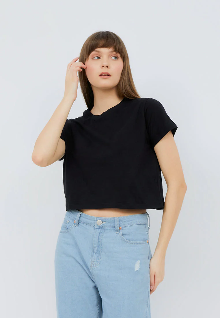 Short Sleeve Cropped T-shirt Black