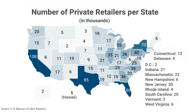 Map of independent retailers in US