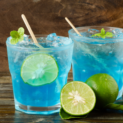 Blue Mocktails with Lime