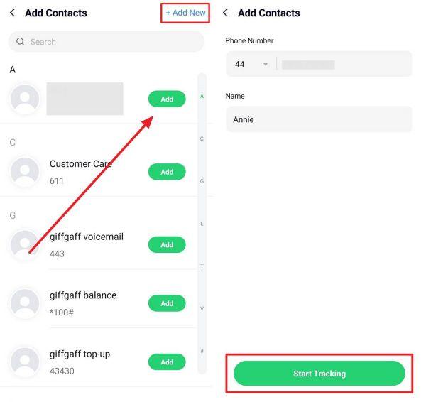 add multiple contacts and start tracking