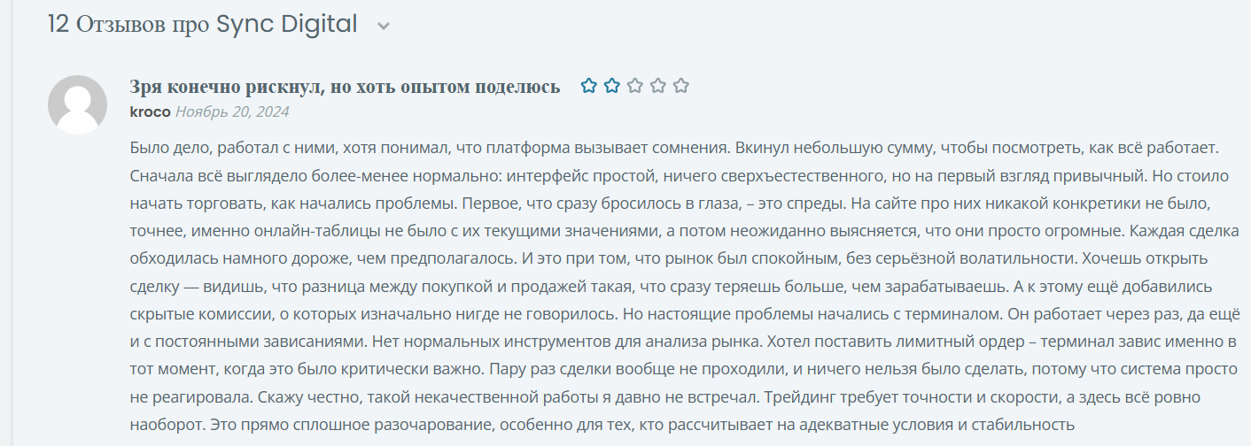 Sync Digital: отзывы о брокере и обзор условий трейдинга