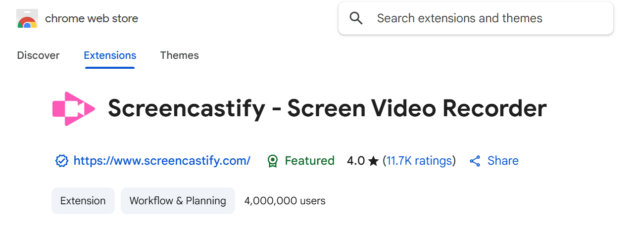 Screencastify Average User Rating