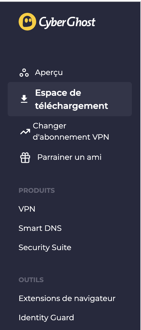 Hub de téléchargement de CyberGhost VPN