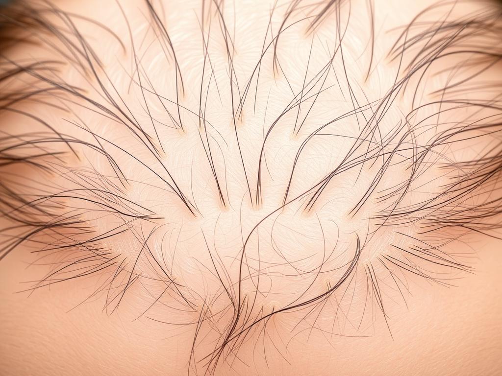 Healthy scalp close-up showing improved condition after Ashwagandha treatment