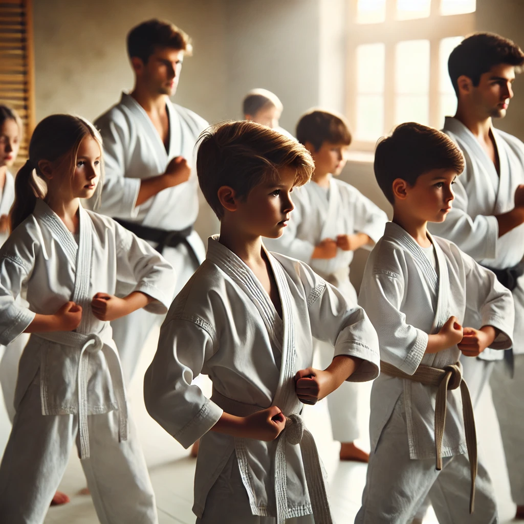 Children fostering friendships and teamwork through martial arts training