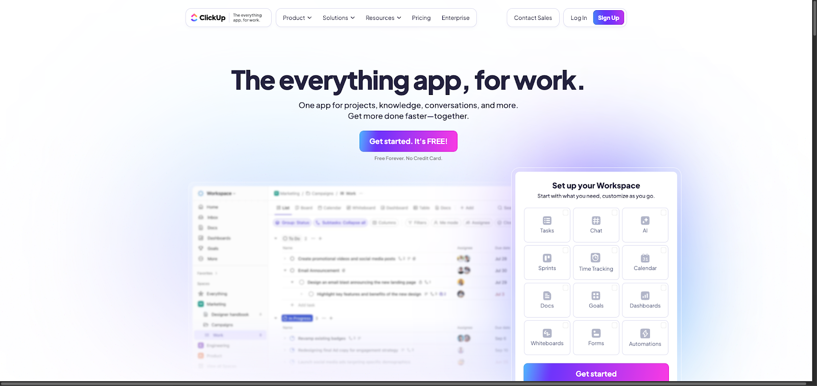 ClickUp for work management tool