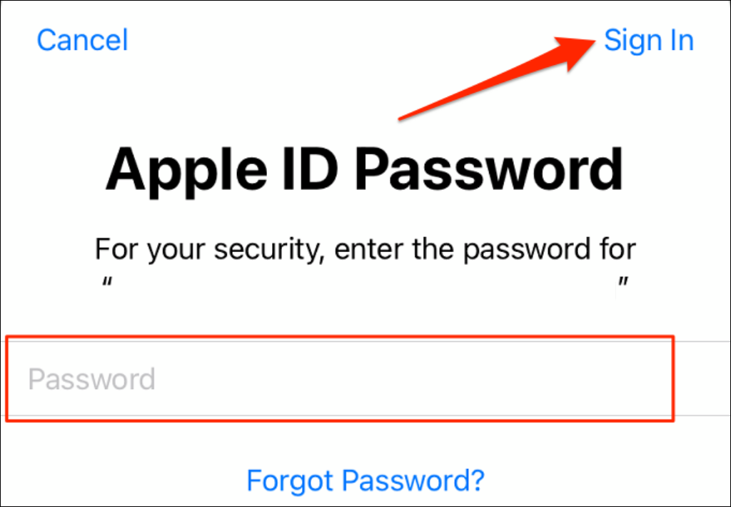 Apple ID sign-in page with a "Password" dialog box