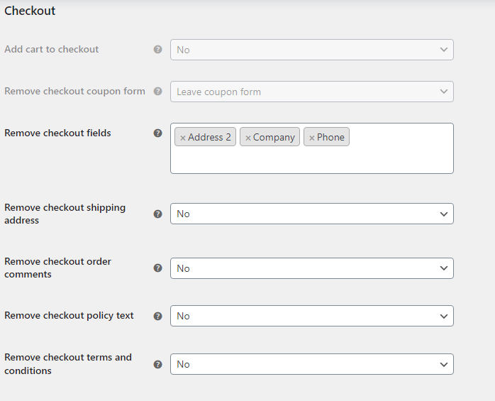 Remove Unnecessary Fields from checkout page