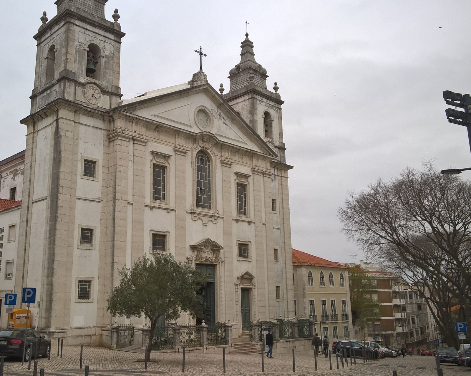 Tall church building.