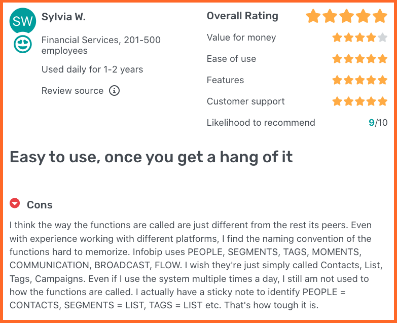 Infobip's customer reviews