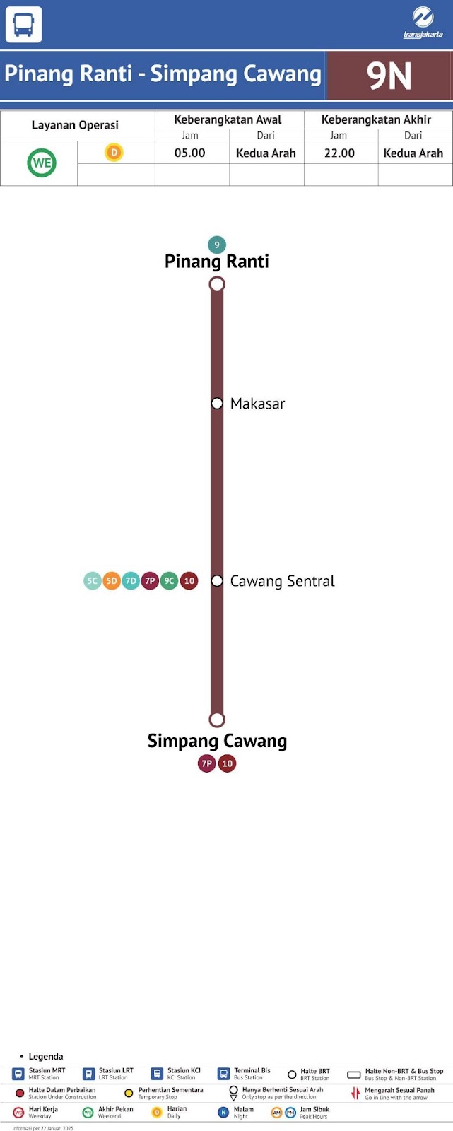 Routes for Transjakarta Corridors 9C and 9N. Source:&nbsp;transjakarta.co.id/peta-rute 