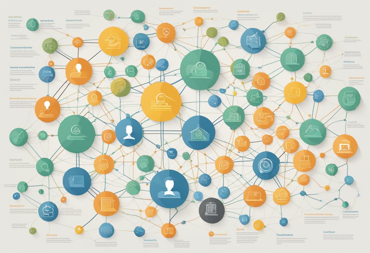 Entity SEO is shown as a web of interconnected topics, with key entities at the center and related entities branching out. It works by optimizing content around these entities to improve search engine rankings