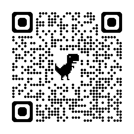 A qr code with a dinosaur Description automatically generated