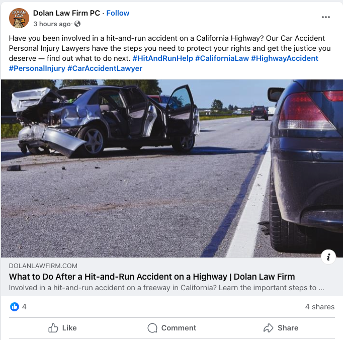 Dolan Law Firm Facebook post example