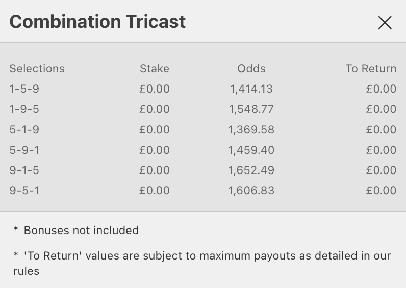 Horse Racing Bets at bet365 Combination Bets