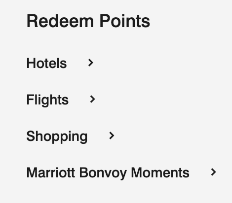 screenshot of redeeming Bonvoy points