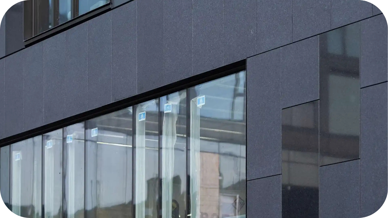 Sleek granite cladding for a polished, modern exterior