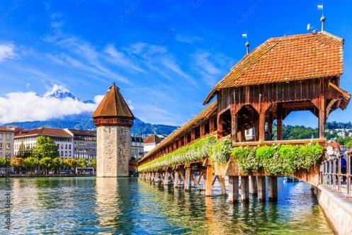 Photo & Art Print Lucerne, Switzerland. Chapel bridge.