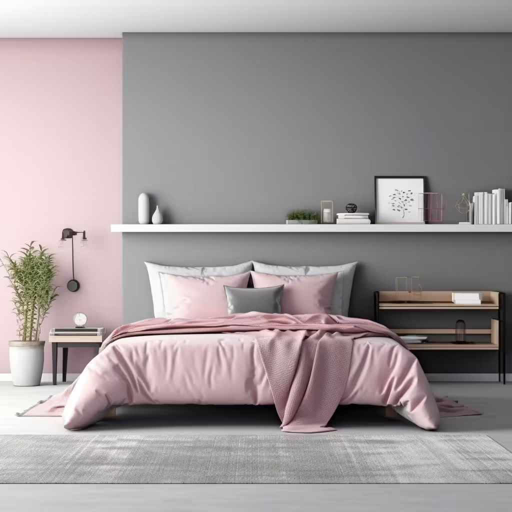 matching pink two colour combination for bedroom walls