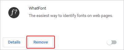 Remove extension button in Chrome.