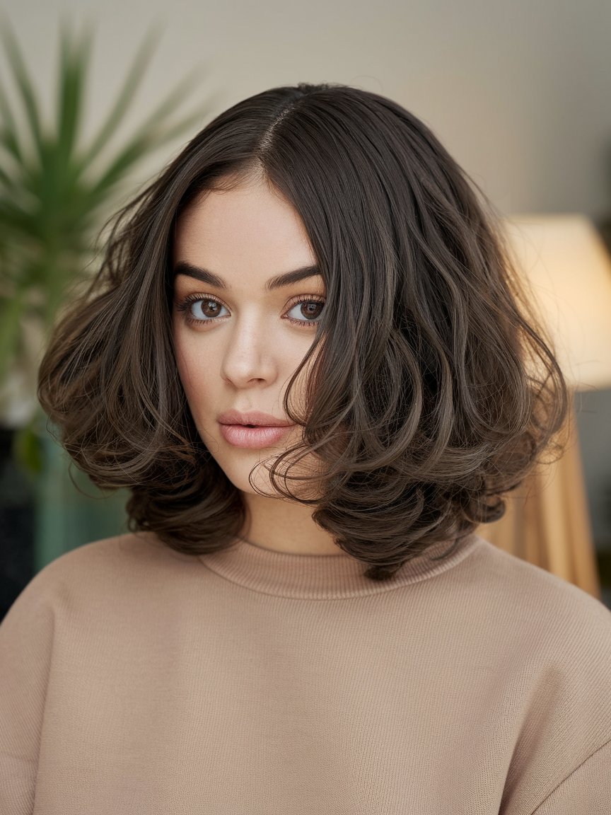 15. Soft Curly Long Bob